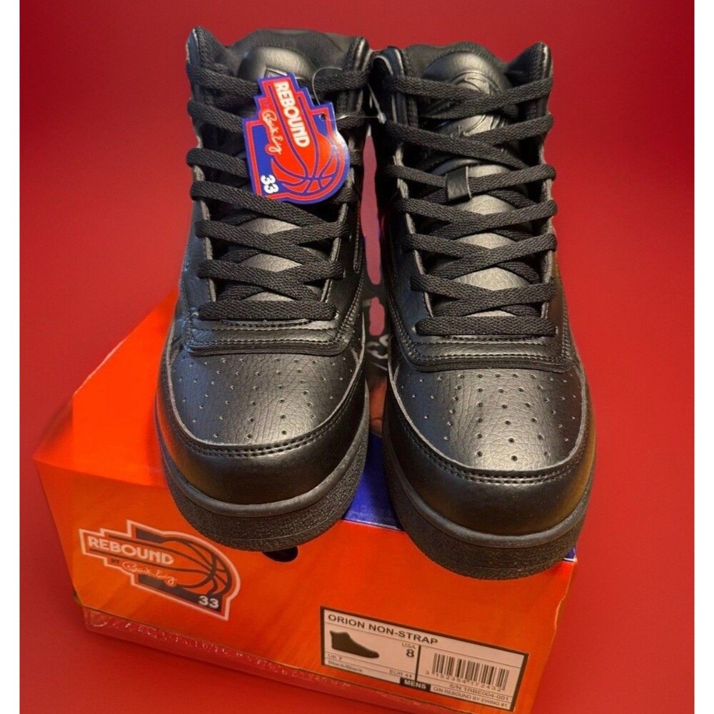 Patrick Ewing Black Orion Non Strap Men’s Size 8 Sneakers Ewing Shoes High Top - Picture 4 of 6